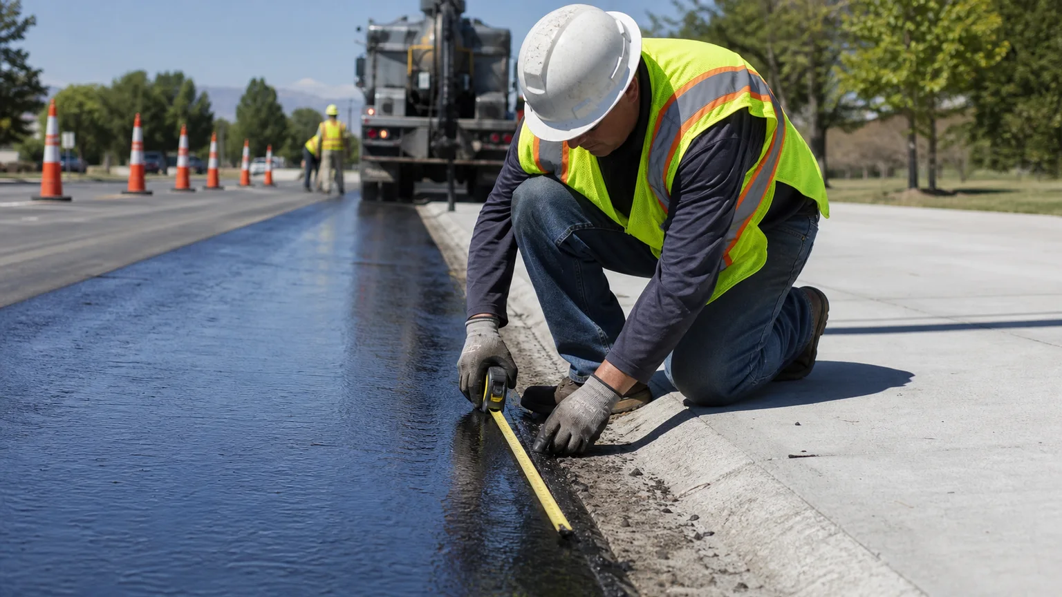 Quality-control step for sealcoating in Midvale, Utah