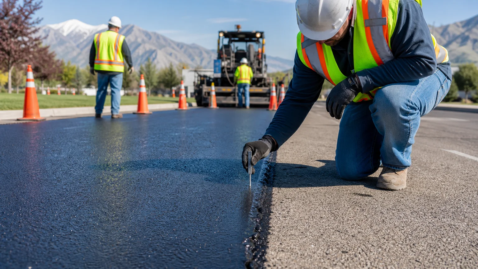 Quality-control step for sealcoating in Pleasant Grove, Utah