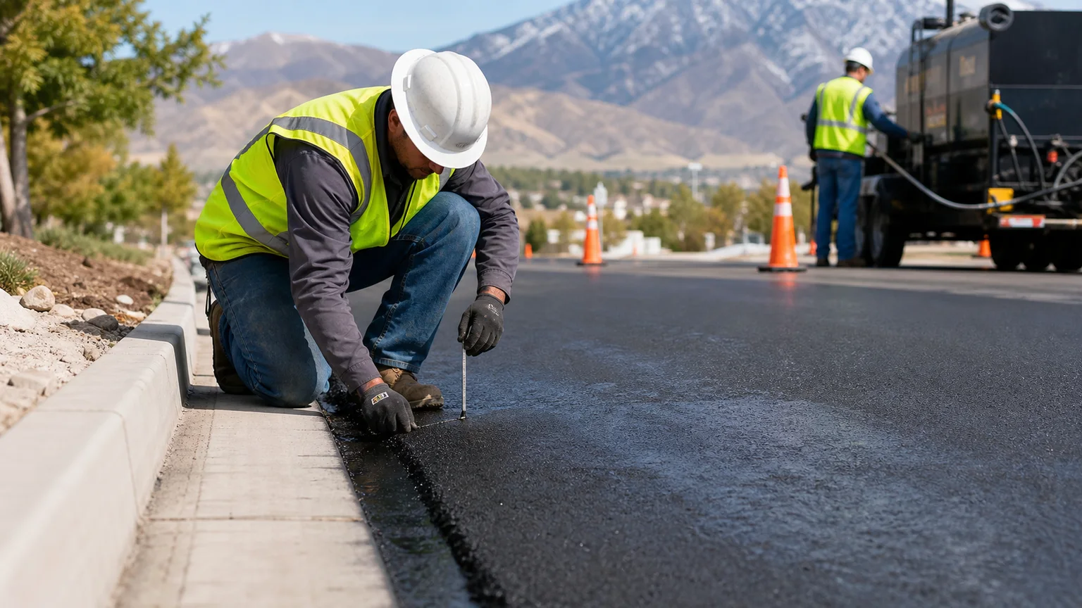 Quality-control step for sealcoating in Sandy, Utah
