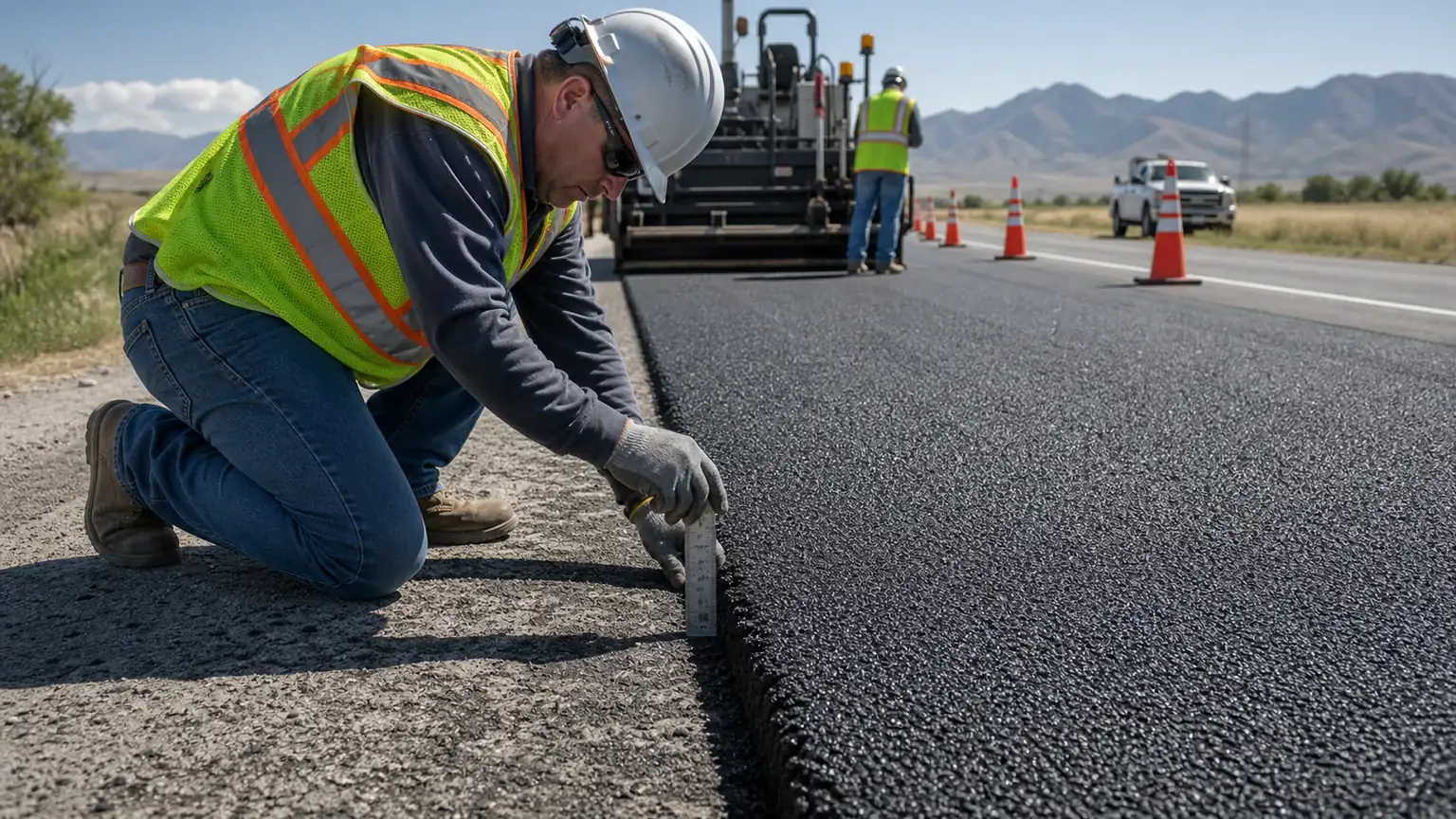 Quality-control step for asphalt resurfacing & overlay in Cedar Fort, Utah