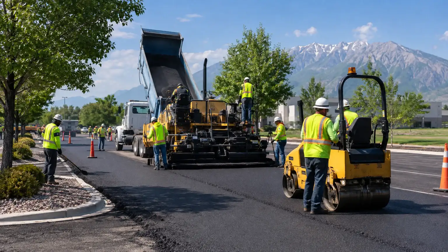 Asphalt Resurfacing & Overlay crew working in a controlled Cedar Hills, Utah pavement area