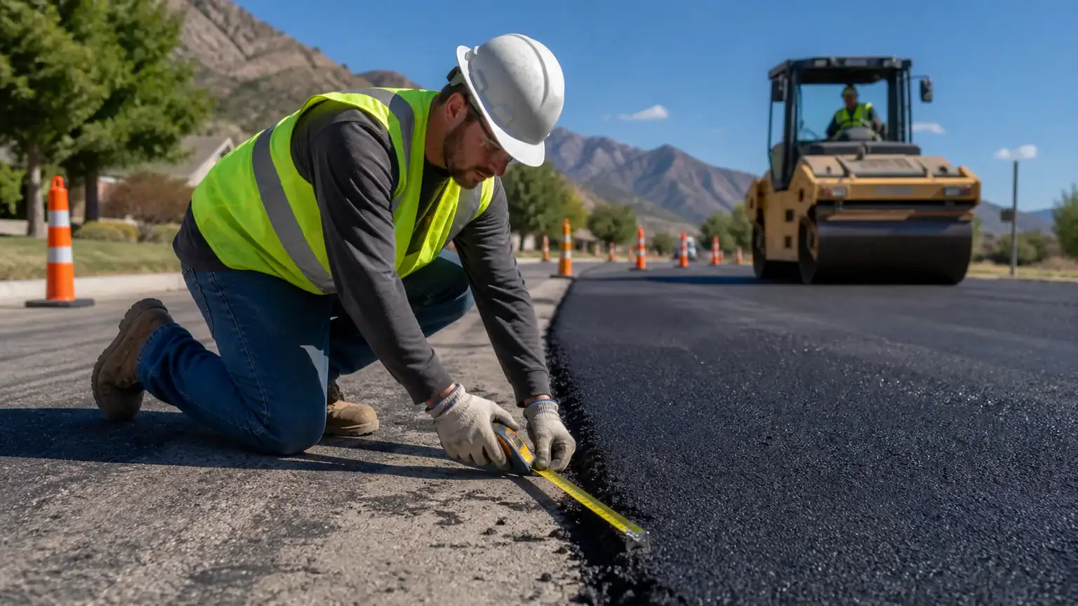Quality-control step for asphalt resurfacing & overlay in Cedar Hills, Utah