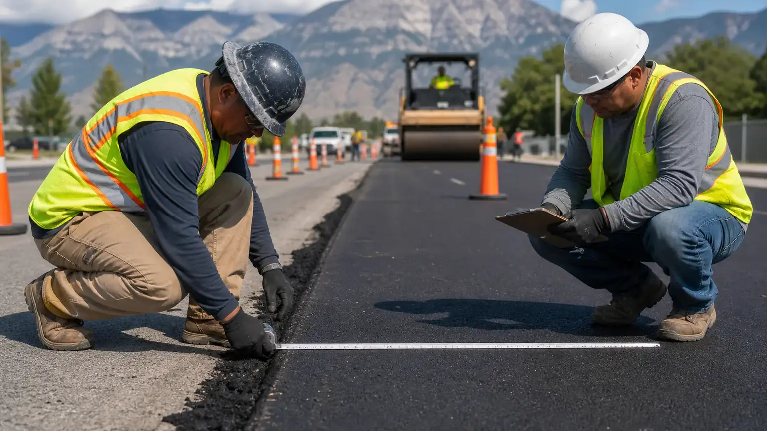 Quality-control step for asphalt resurfacing & overlay in Draper, Utah