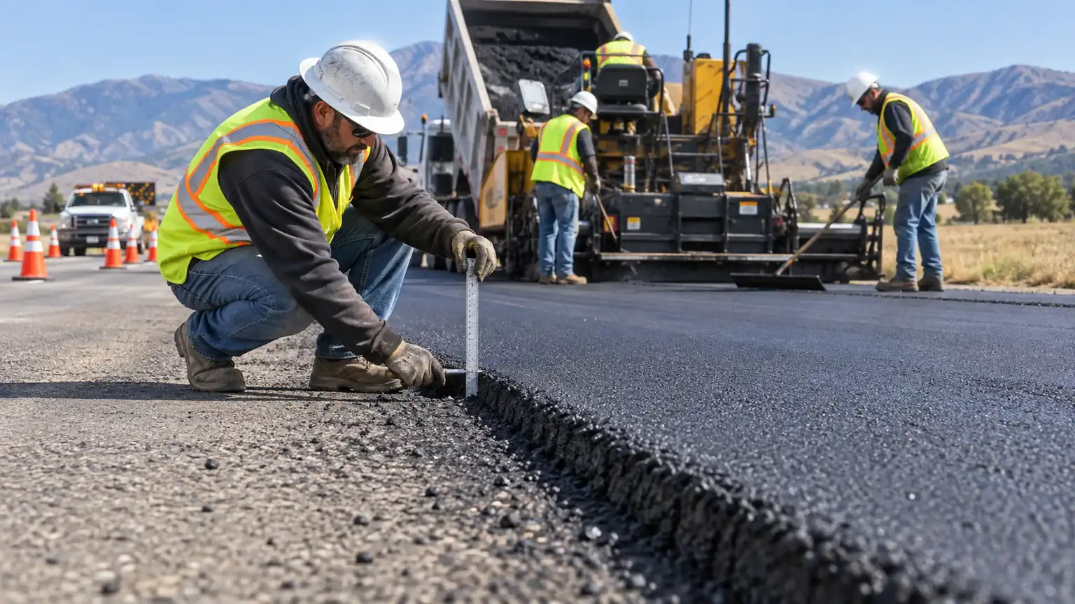 Quality-control step for asphalt resurfacing & overlay in Fairfield, Utah