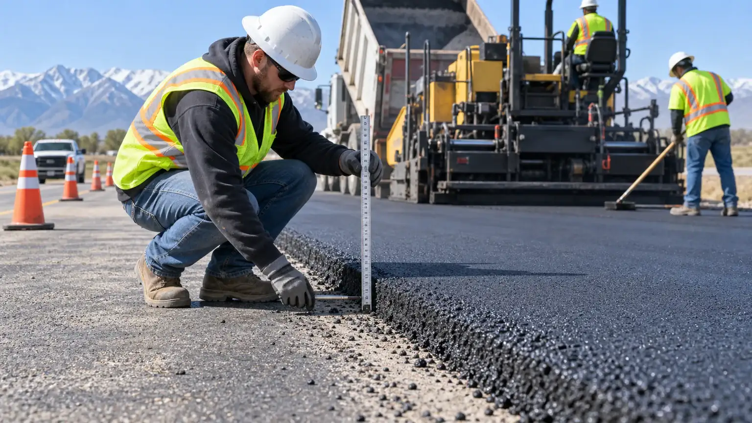 Quality-control step for asphalt resurfacing & overlay in Genola, Utah