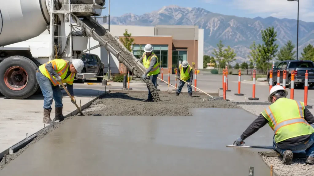 Concrete Paving & Repair crew working in a controlled American Fork, Utah pavement area