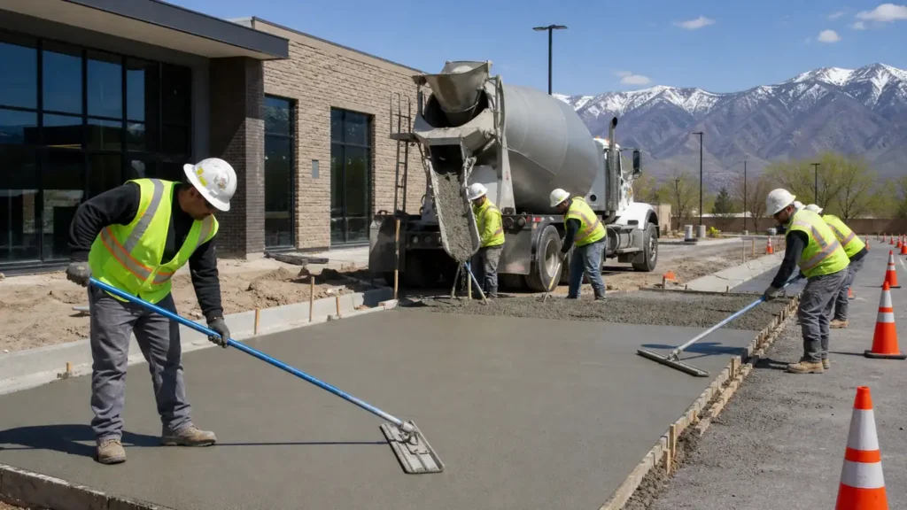 Concrete Paving & Repair crew working in a controlled Bluffdale, Utah pavement area