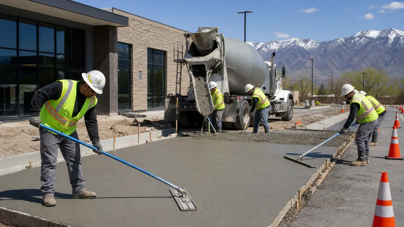 Concrete Paving & Repair crew working in a controlled Bluffdale, Utah pavement area