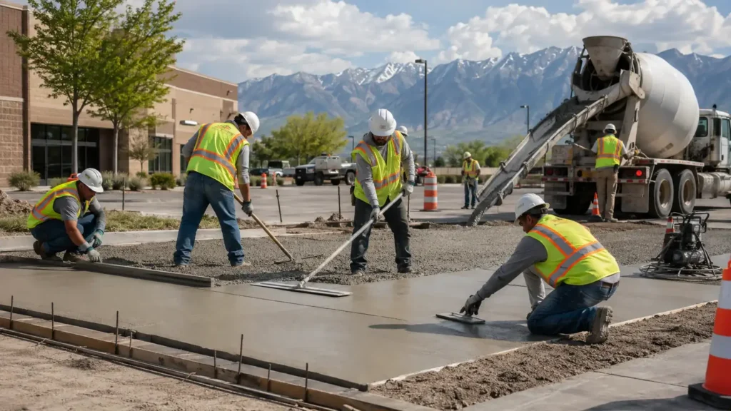 Concrete Paving & Repair crew working in a controlled Cedar Hills, Utah pavement area