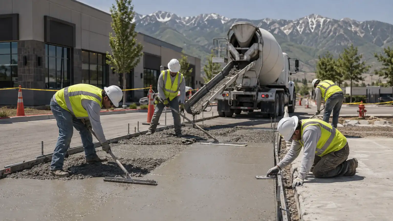 Concrete Paving & Repair crew working in a controlled Draper, Utah pavement area