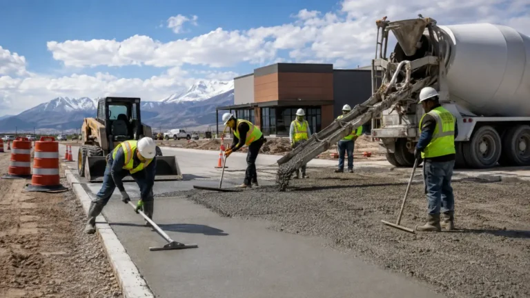 Concrete Paving & Repair crew working in a controlled Eagle Mountain, Utah pavement area