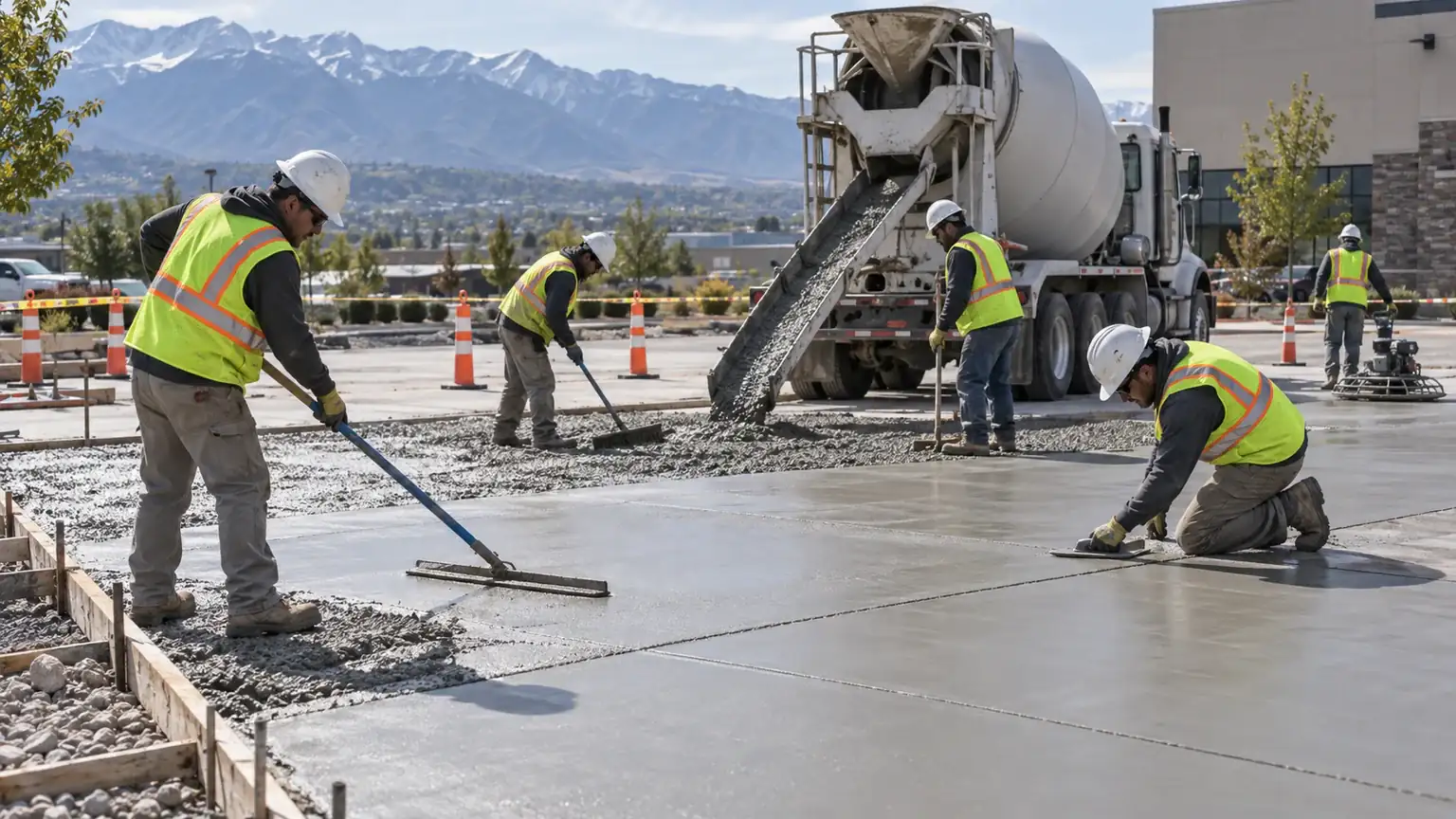 Concrete Paving & Repair crew working in a controlled Elk Ridge, Utah pavement area