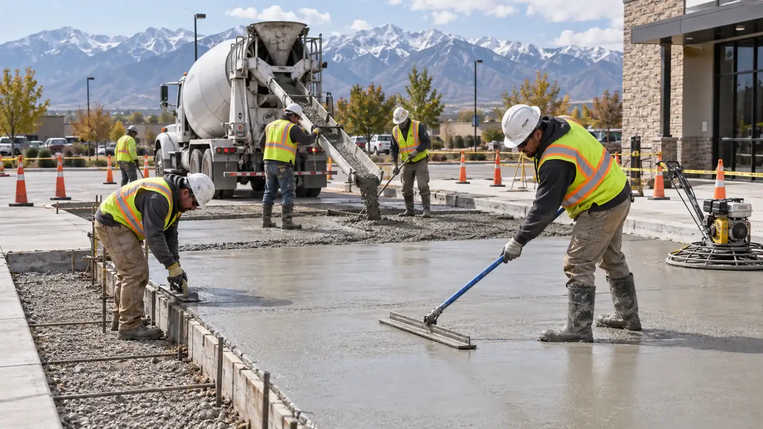 Concrete Paving & Repair crew working in a controlled Fairfield, Utah pavement area