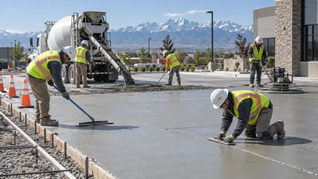 Concrete Paving & Repair crew working in a controlled Genola, Utah pavement area
