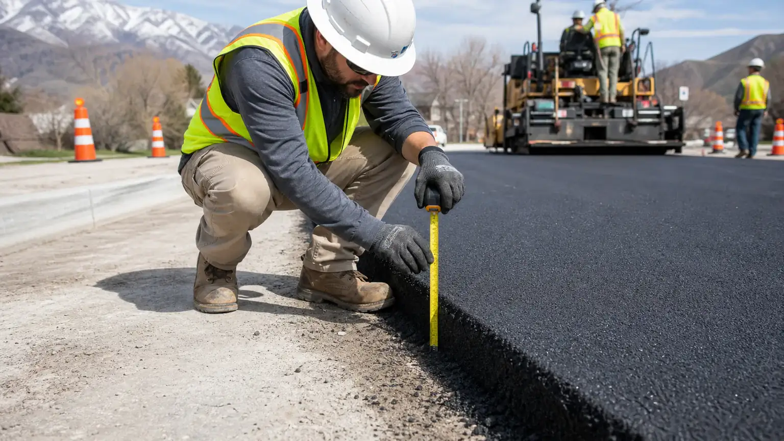 Quality-control step for driveway paving in Alpine, Utah