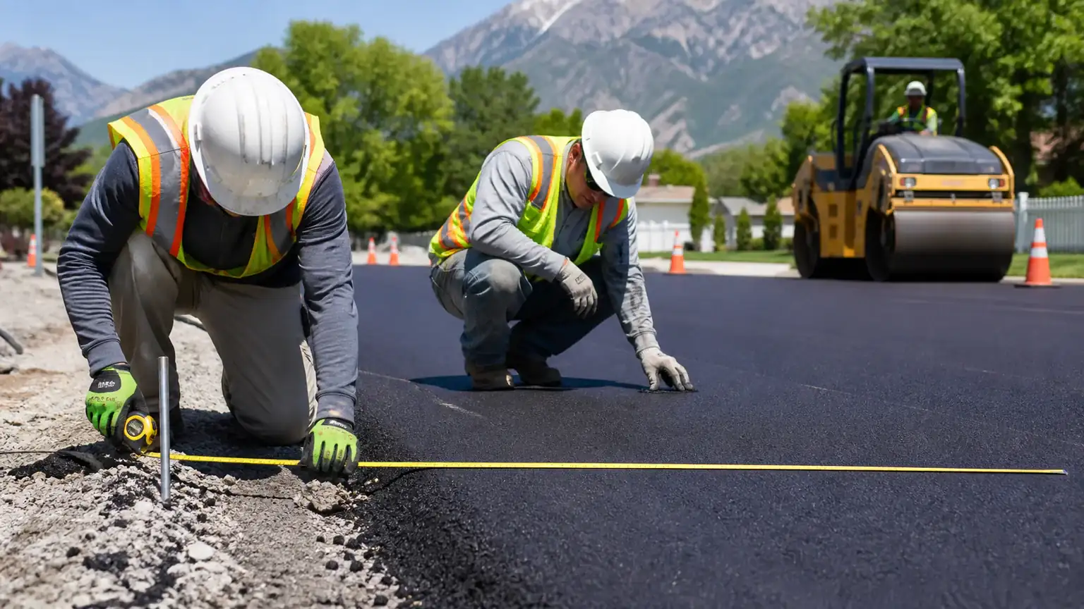 Quality-control step for driveway paving in American Fork, Utah