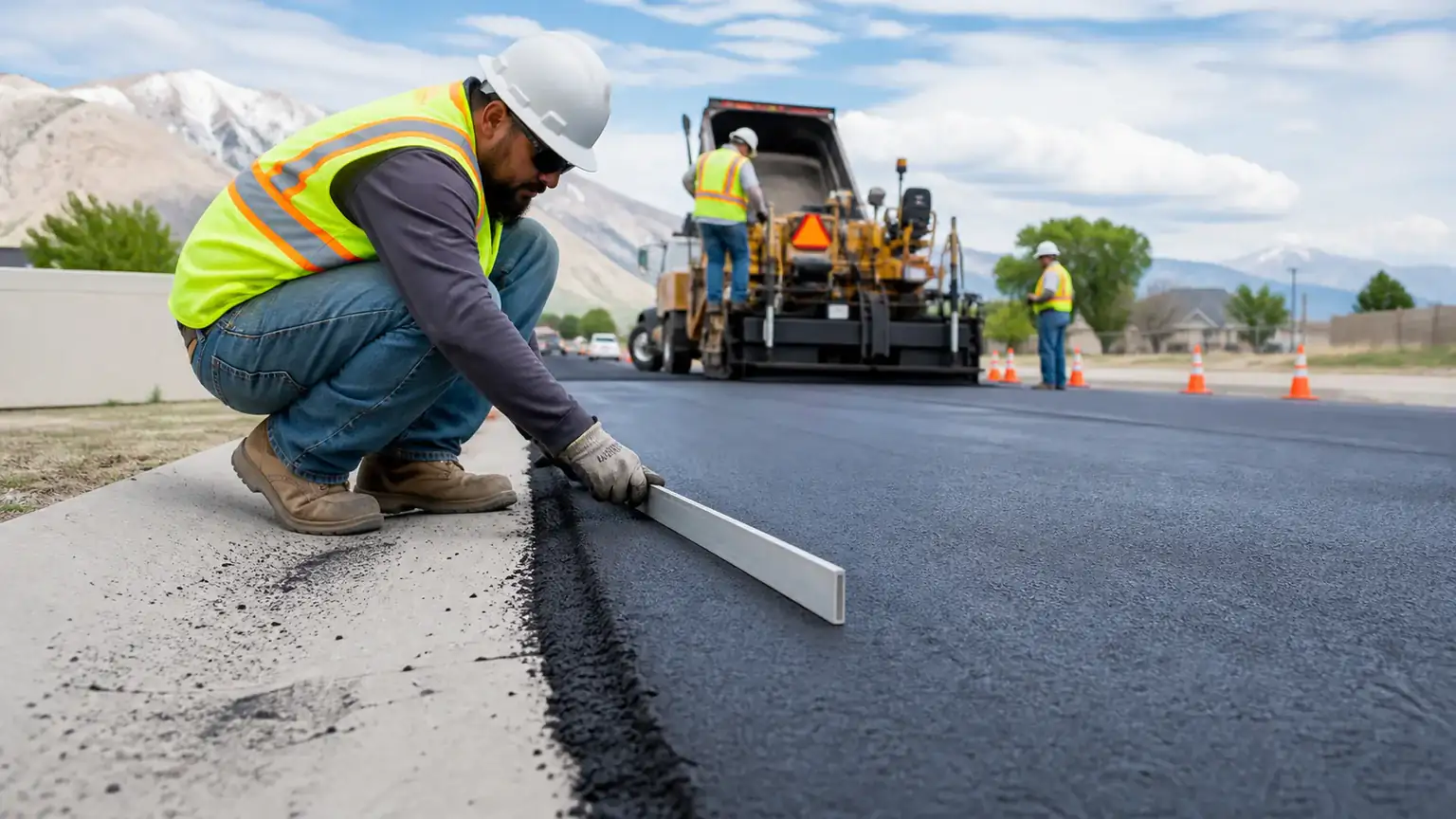 Quality-control step for driveway paving in Bluffdale, Utah