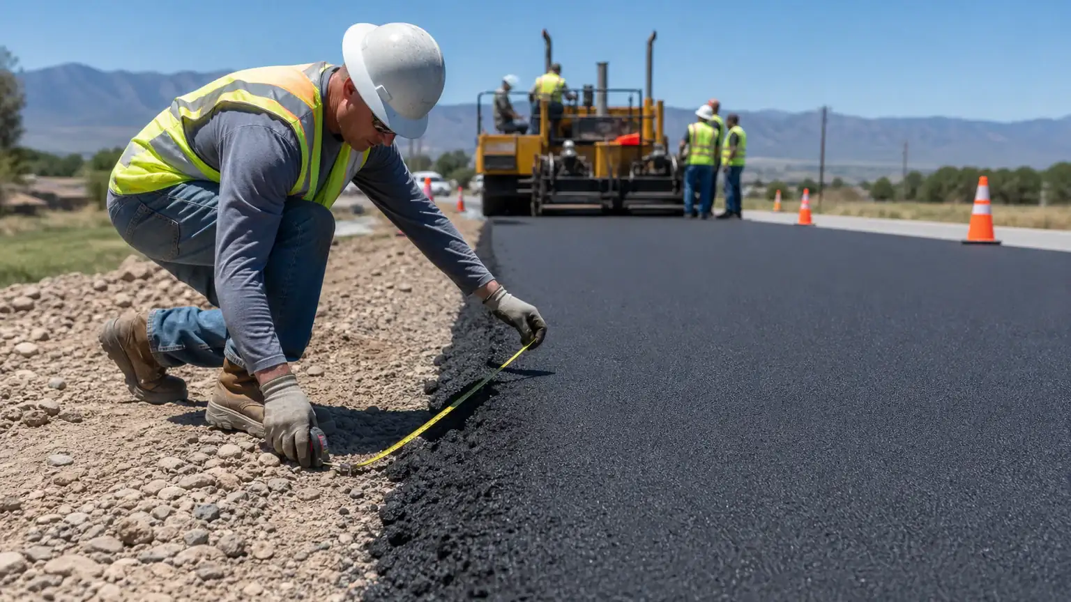 Quality-control step for driveway paving in Cedar Fort, Utah