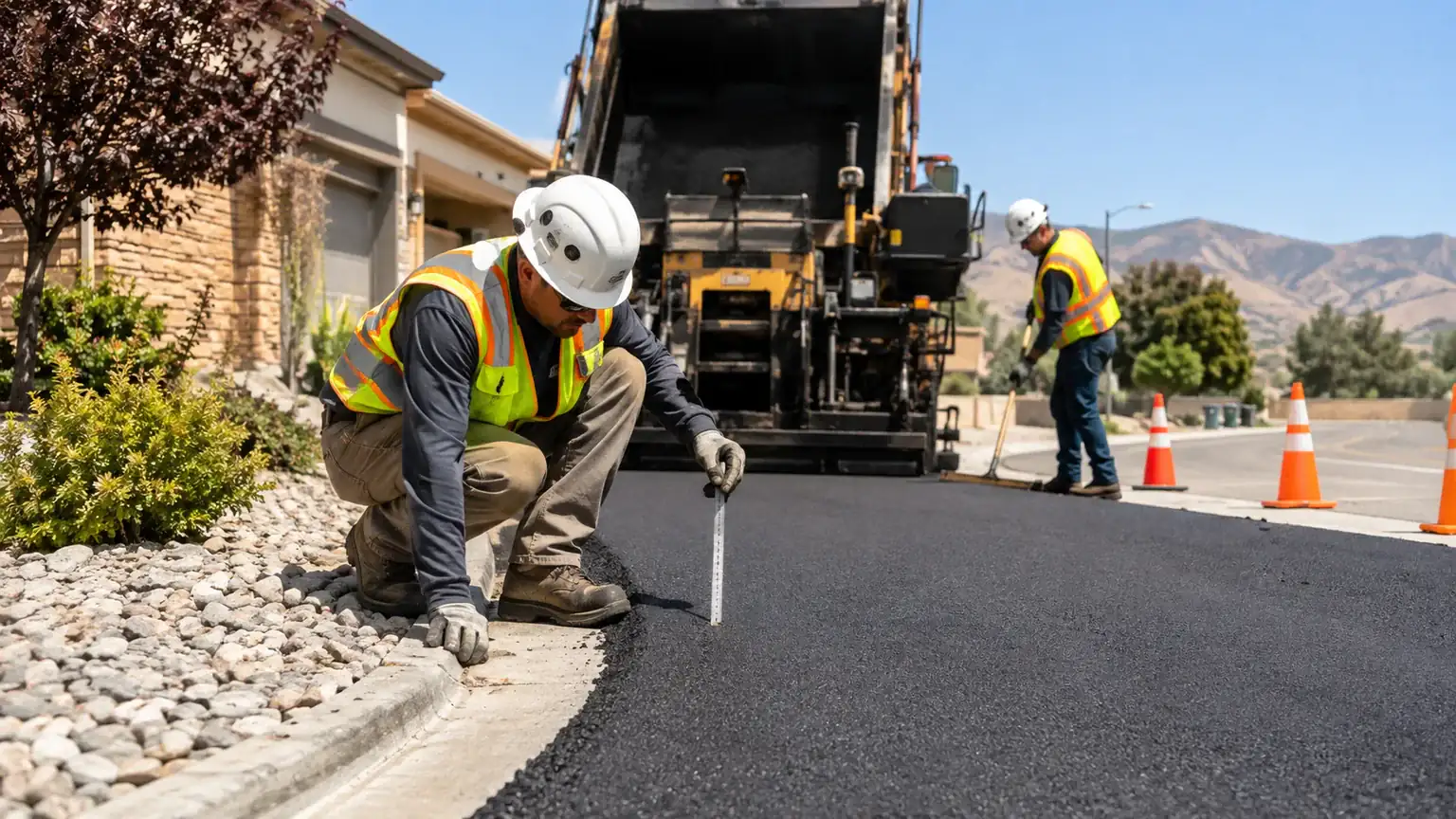 Quality-control step for driveway paving in Cedar Hills, Utah