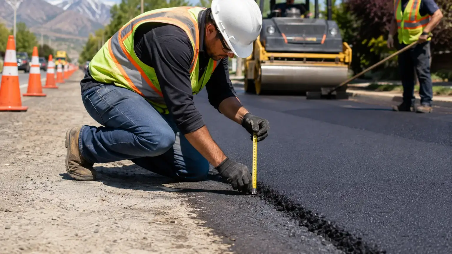 Quality-control step for driveway paving in Draper, Utah