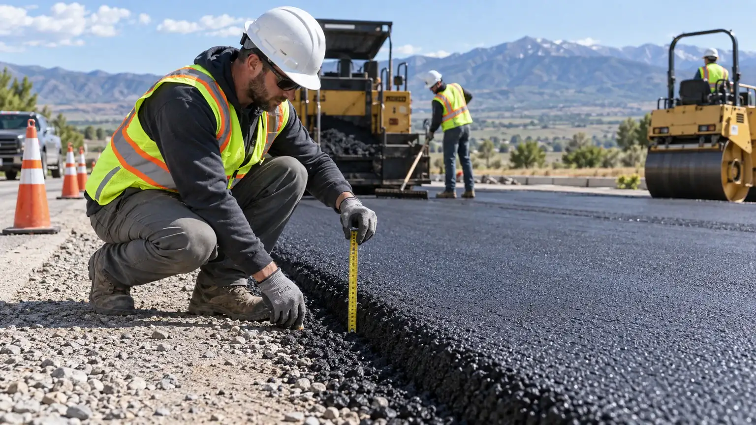 Quality-control step for driveway paving in Fairfield, Utah