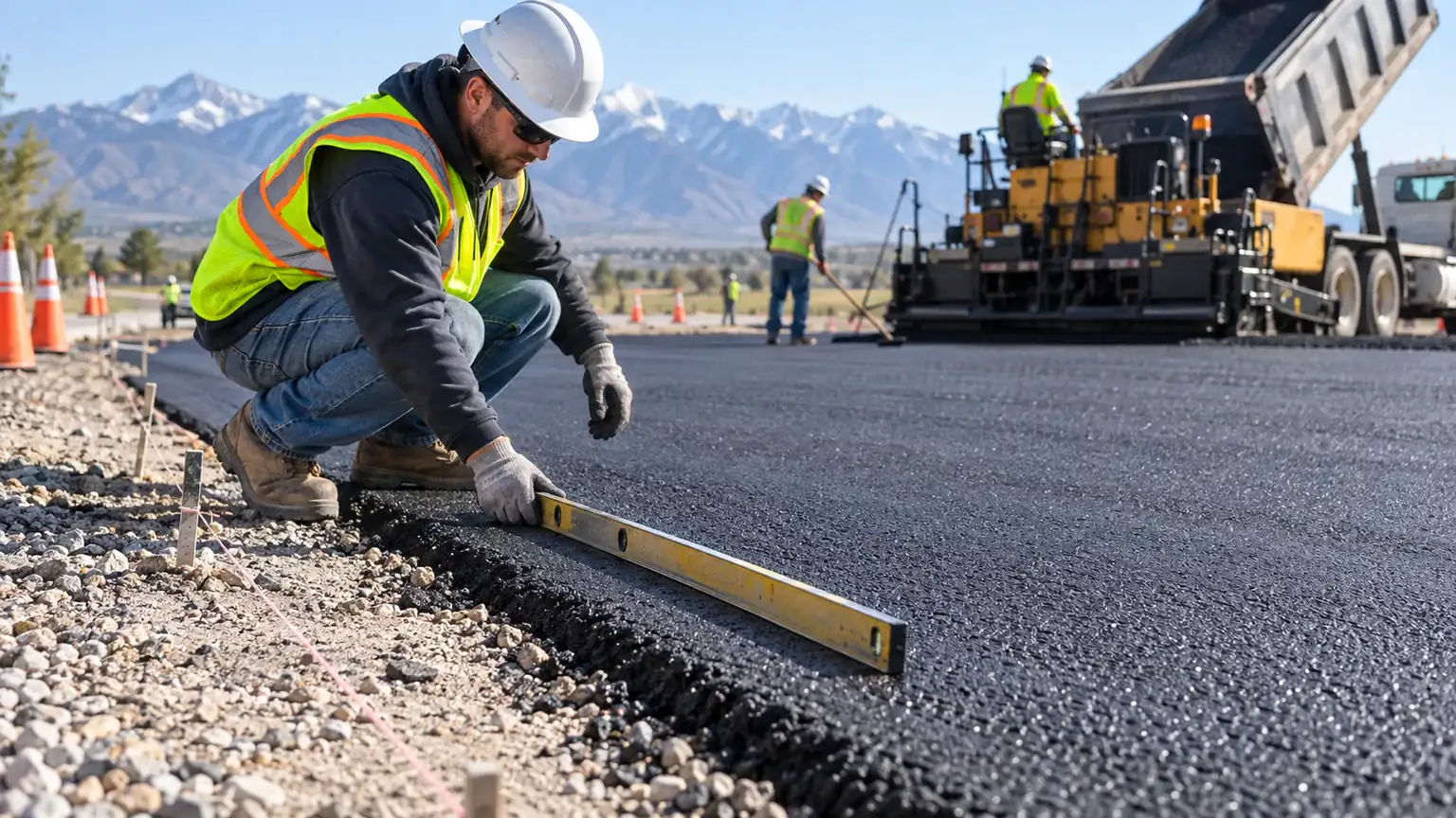 Quality-control step for driveway paving in Genola, Utah
