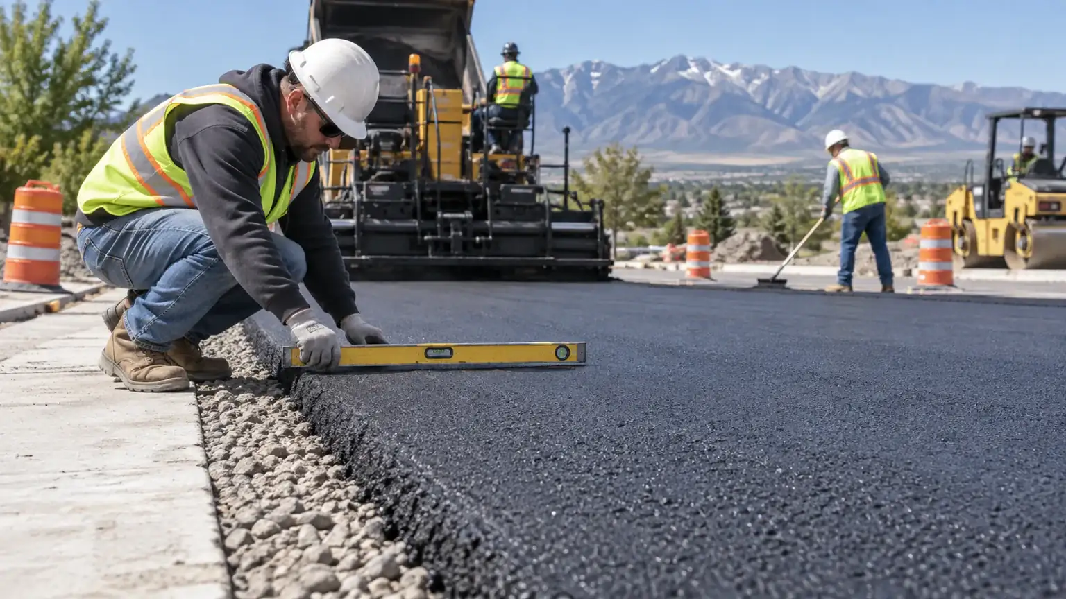 Quality-control step for driveway paving in Highland, Utah