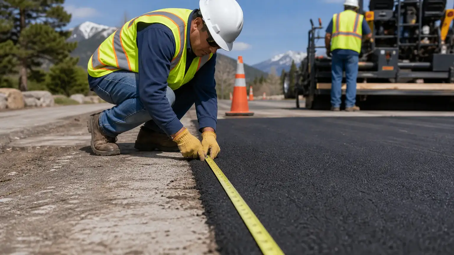 Quality-control step for driveway repair in Alpine, Utah
