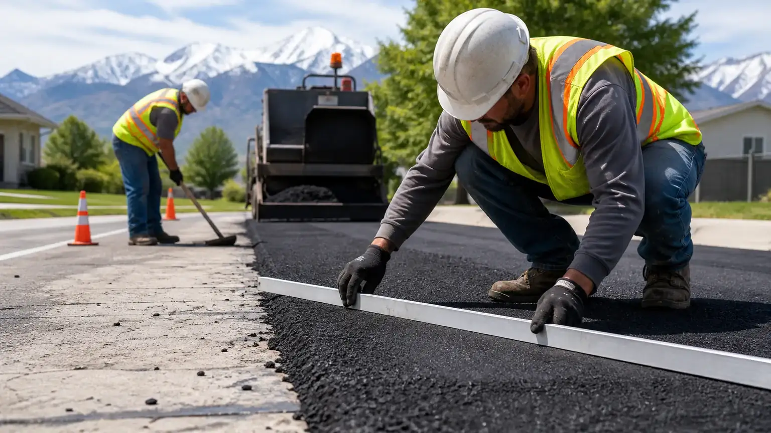 Quality-control step for driveway repair in American Fork, Utah
