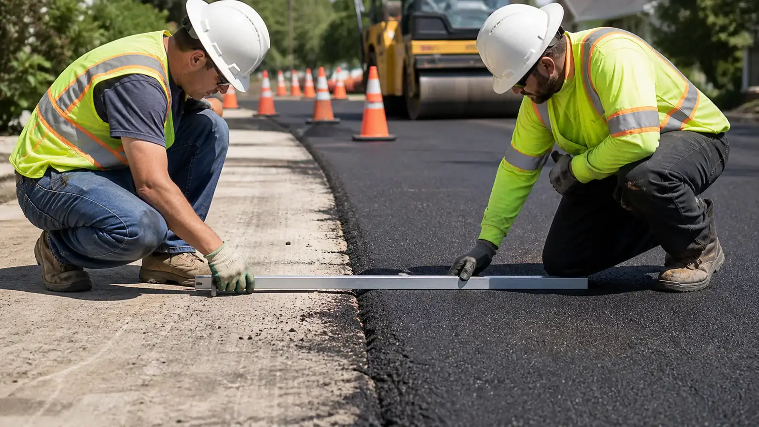 Quality-control step for driveway repair in Bluffdale, Utah