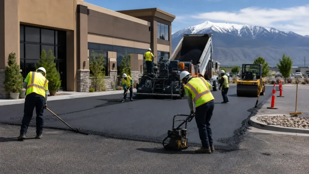 Driveway Repair crew working in a controlled Cedar Fort, Utah pavement area