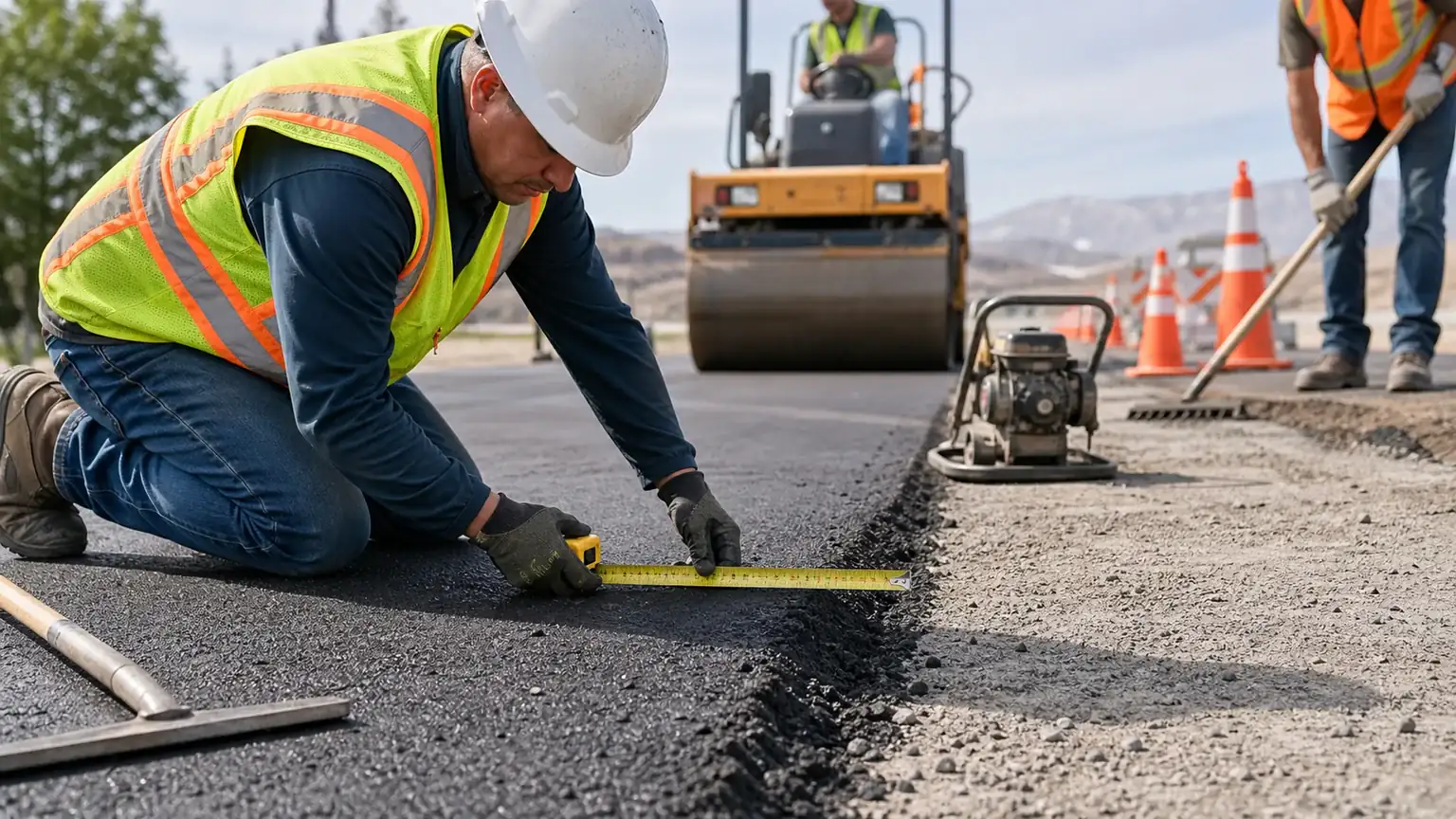 Quality-control step for driveway repair in Cedar Fort, Utah