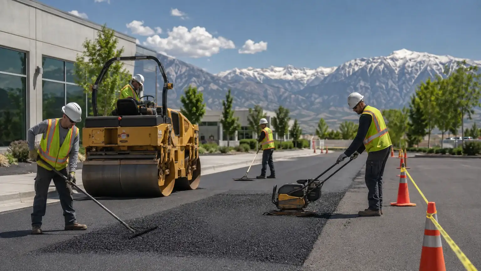 Driveway Repair crew working in a controlled Cedar Hills, Utah pavement area