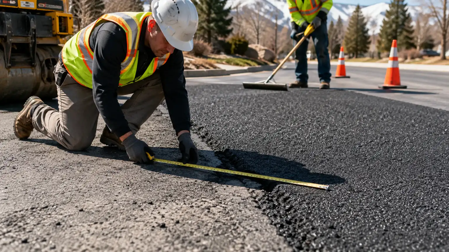 Quality-control step for driveway repair in Cedar Hills, Utah