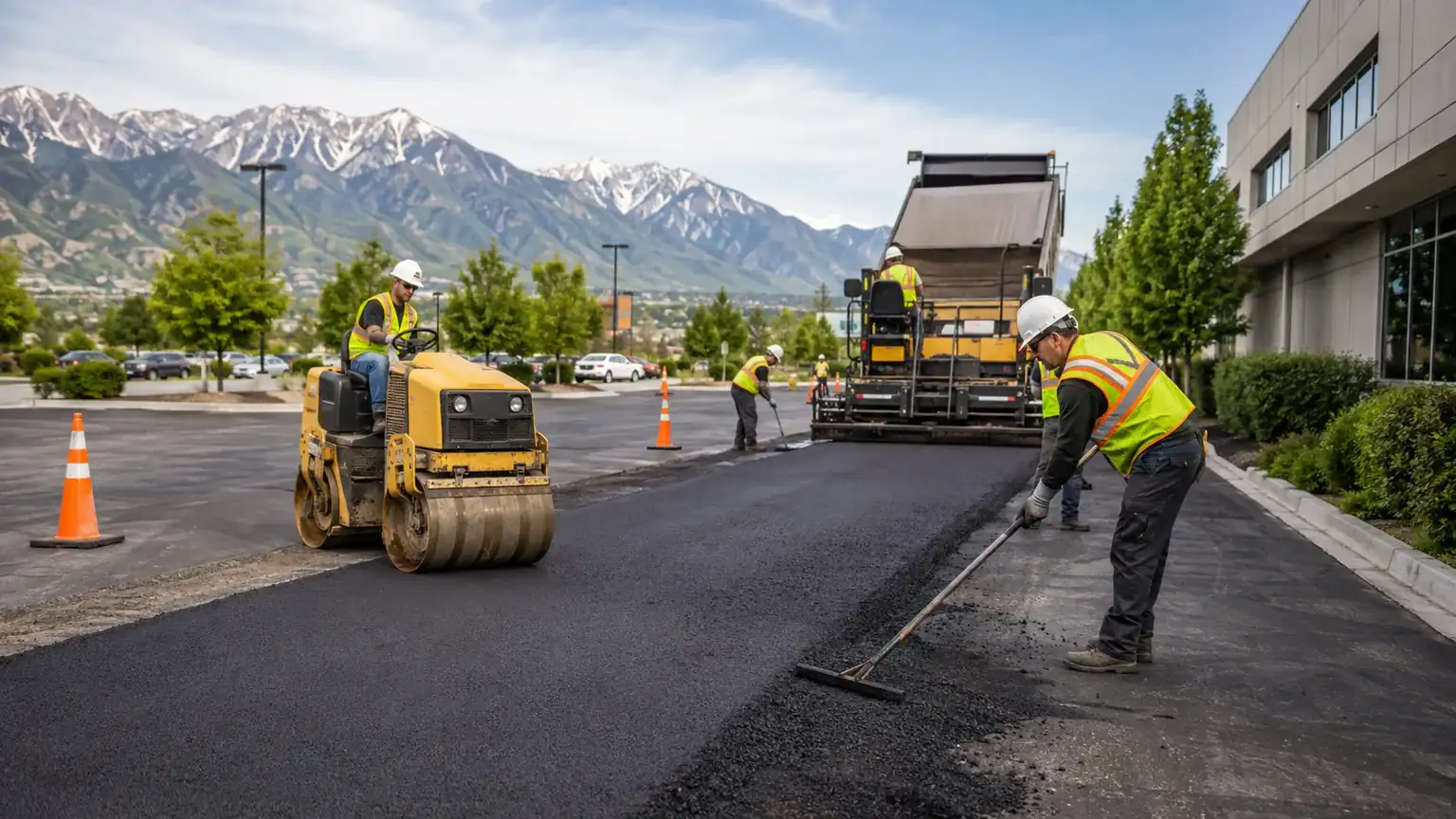 Driveway Repair crew working in a controlled Draper, Utah pavement area