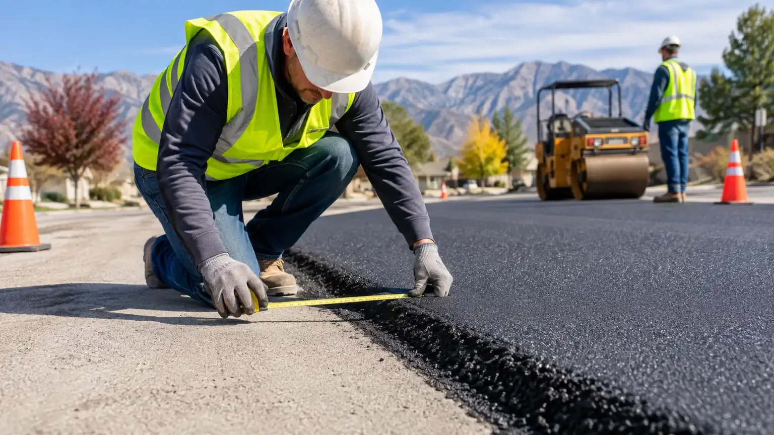 Quality-control step for driveway repair in Draper, Utah