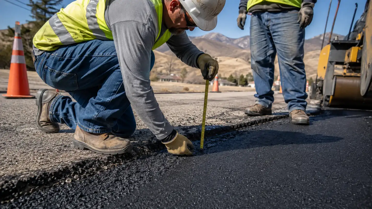 Quality-control step for driveway repair in Elk Ridge, Utah