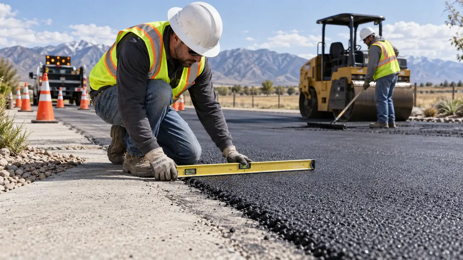 Quality-control step for driveway repair in Fairfield, Utah