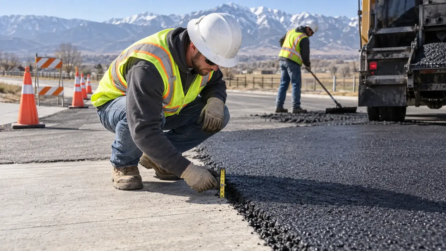 Quality-control step for driveway repair in Genola, Utah