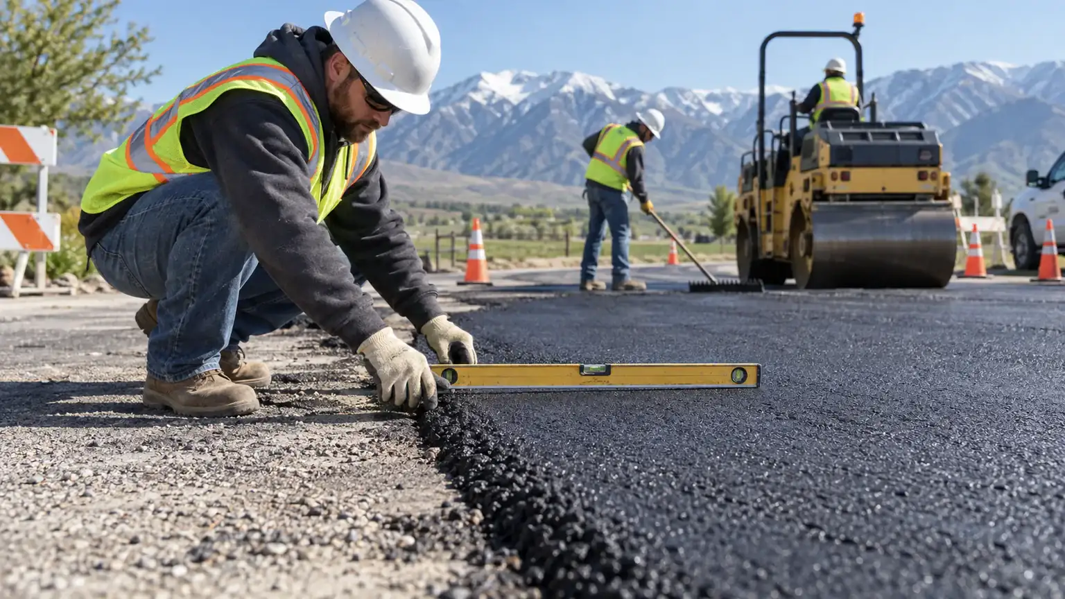 Quality-control step for driveway repair in Goshen, Utah