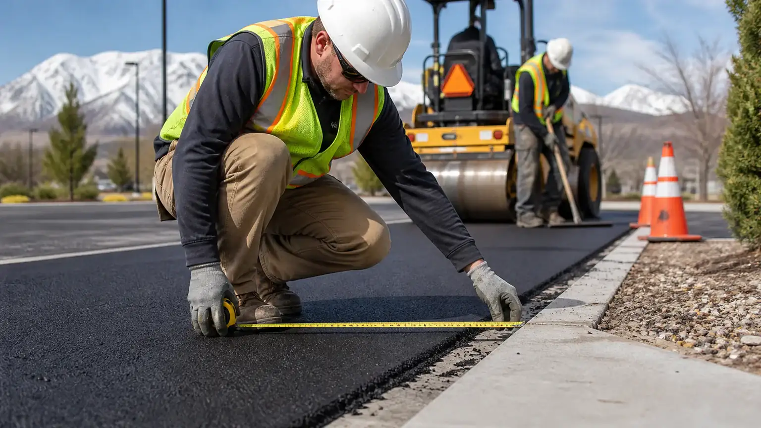 Quality-control step for parking lot repair in Alpine, Utah