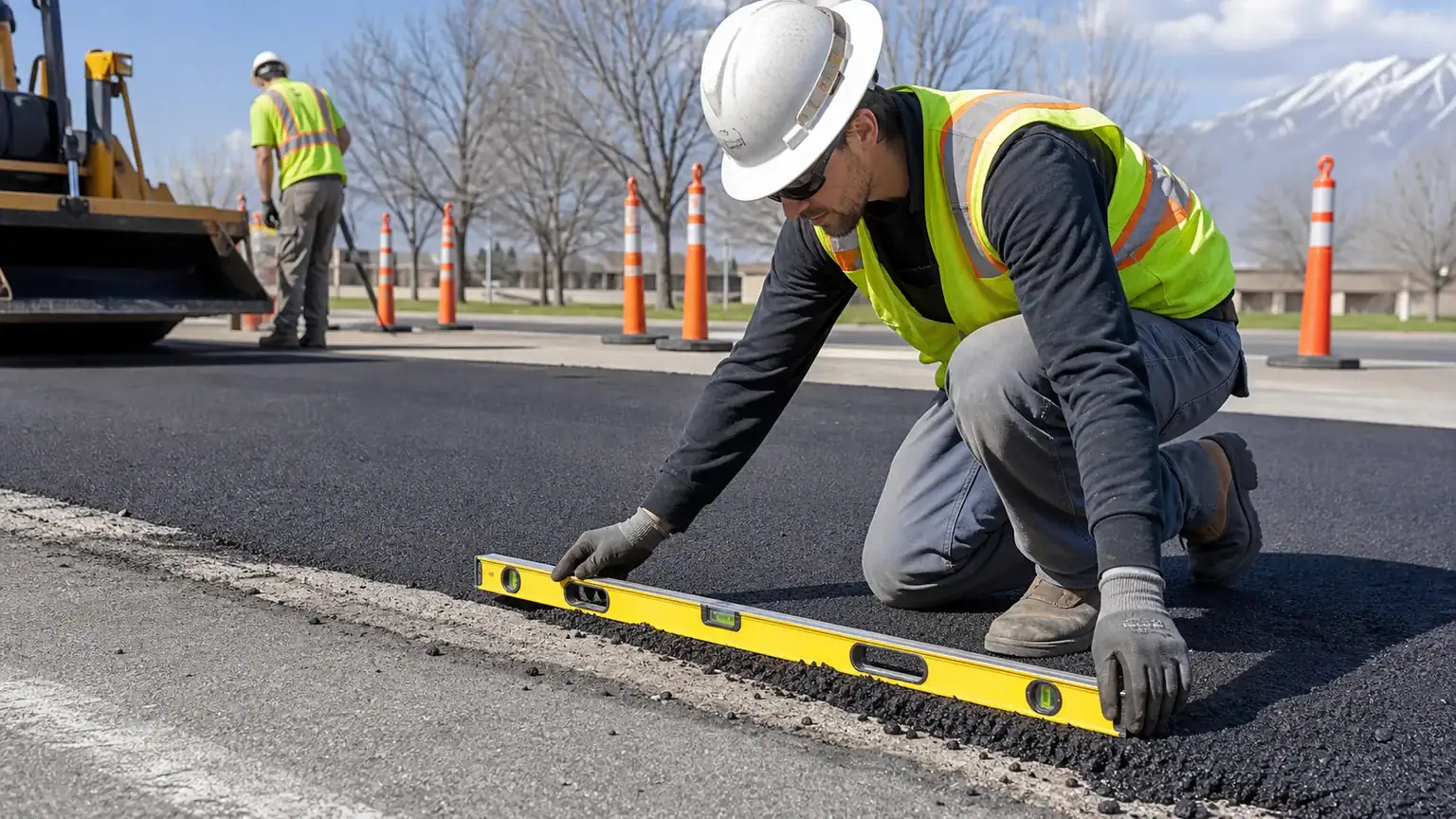 Quality-control step for parking lot repair in American Fork, Utah
