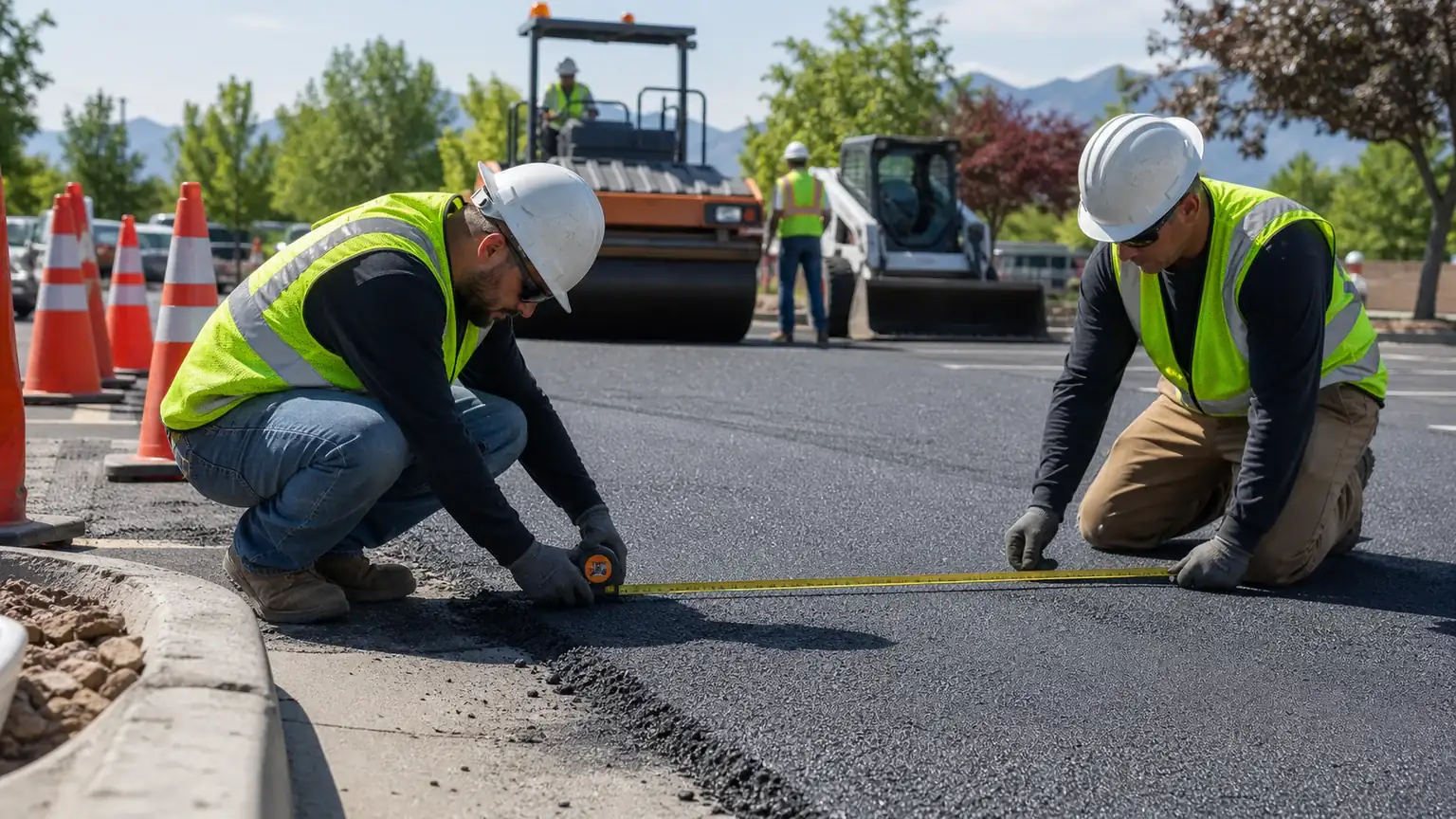 Quality-control step for parking lot repair in Bluffdale, Utah