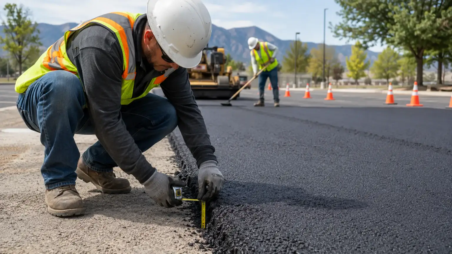 Quality-control step for parking lot repair in Cedar Hills, Utah