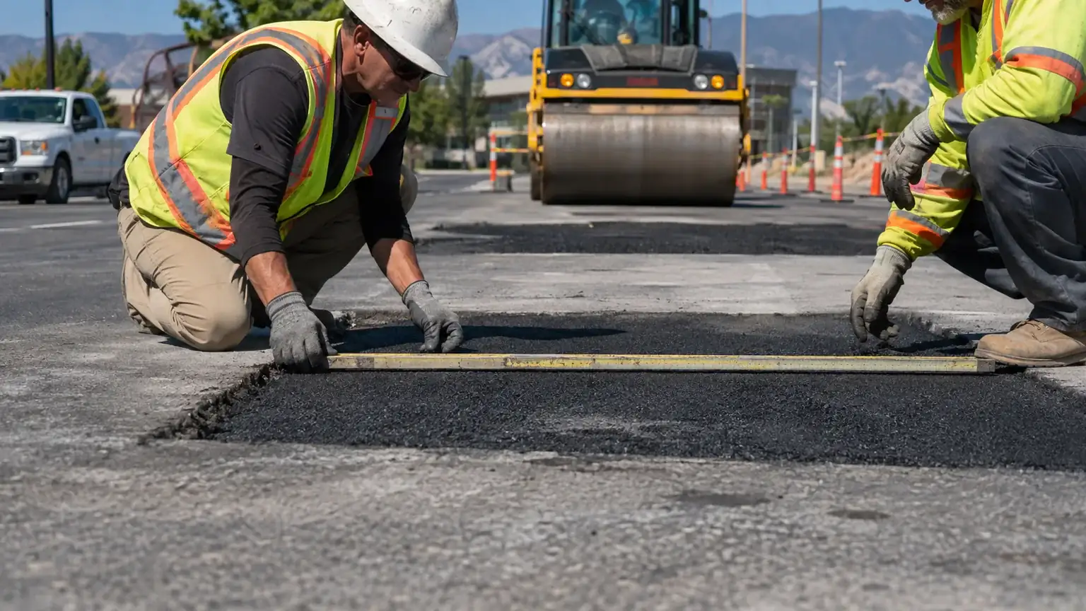Quality-control step for parking lot repair in Draper, Utah