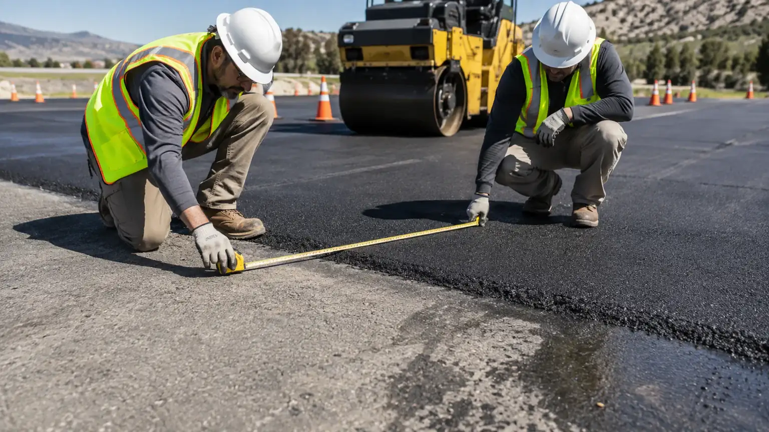 Quality-control step for parking lot repair in Elk Ridge, Utah