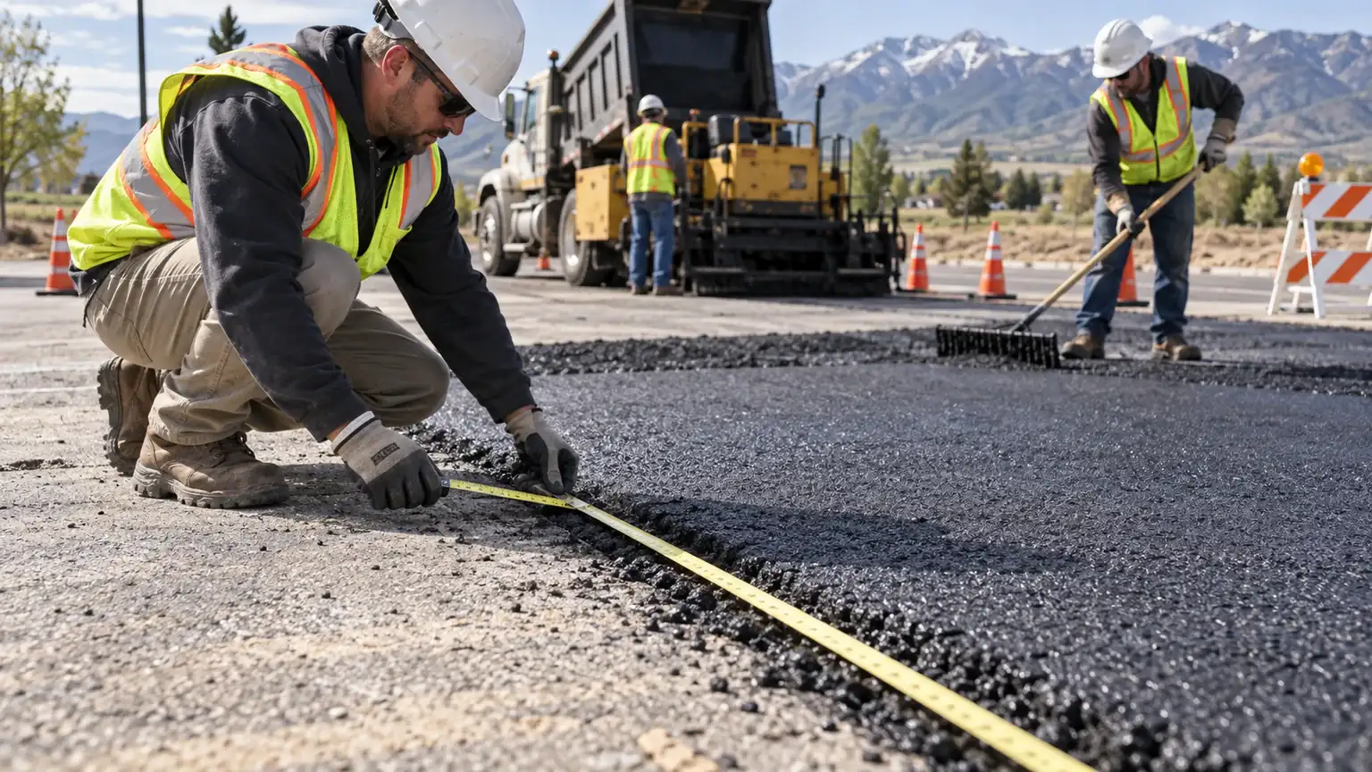 Quality-control step for parking lot repair in Fairfield, Utah
