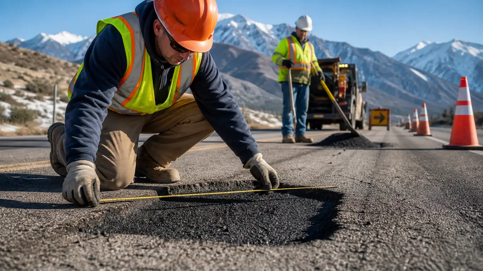 Quality-control step for pothole repair in Alpine, Utah