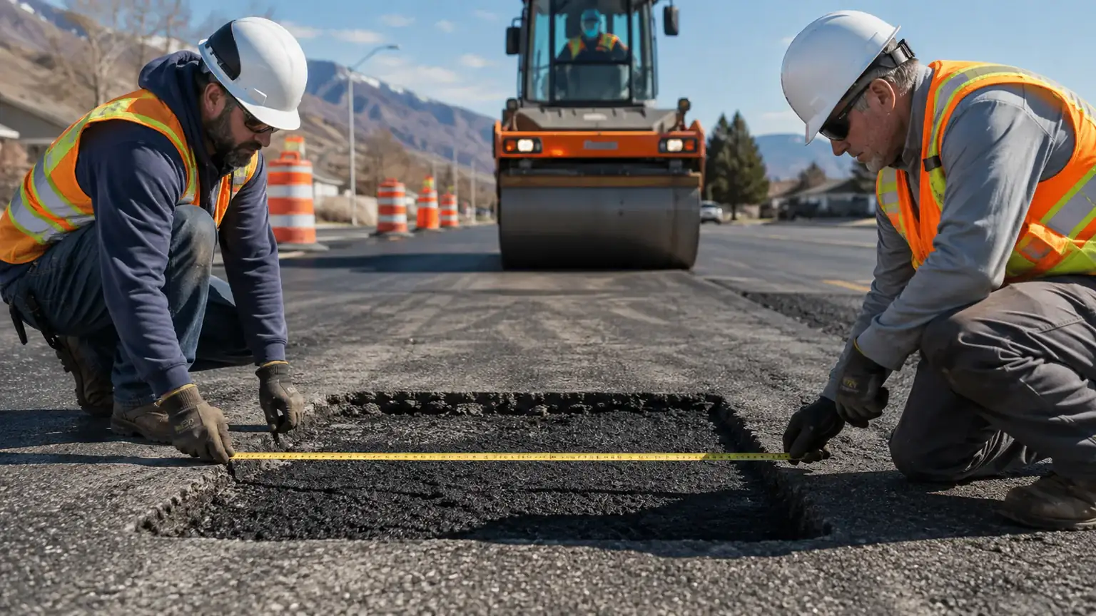 Quality-control step for pothole repair in Cedar Hills, Utah