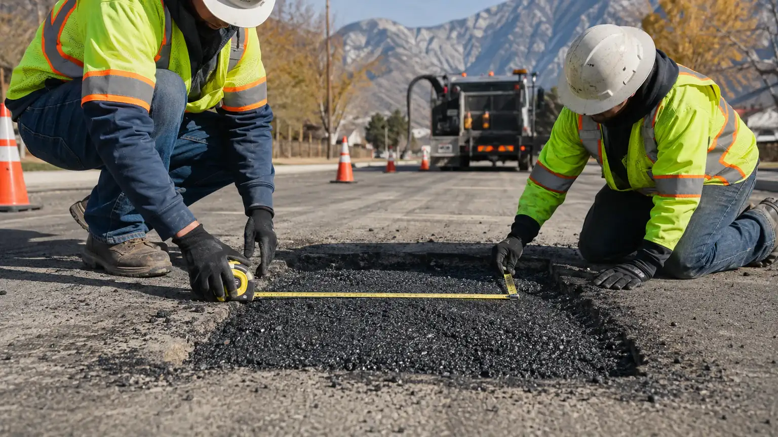 Quality-control step for pothole repair in Eagle Mountain, Utah